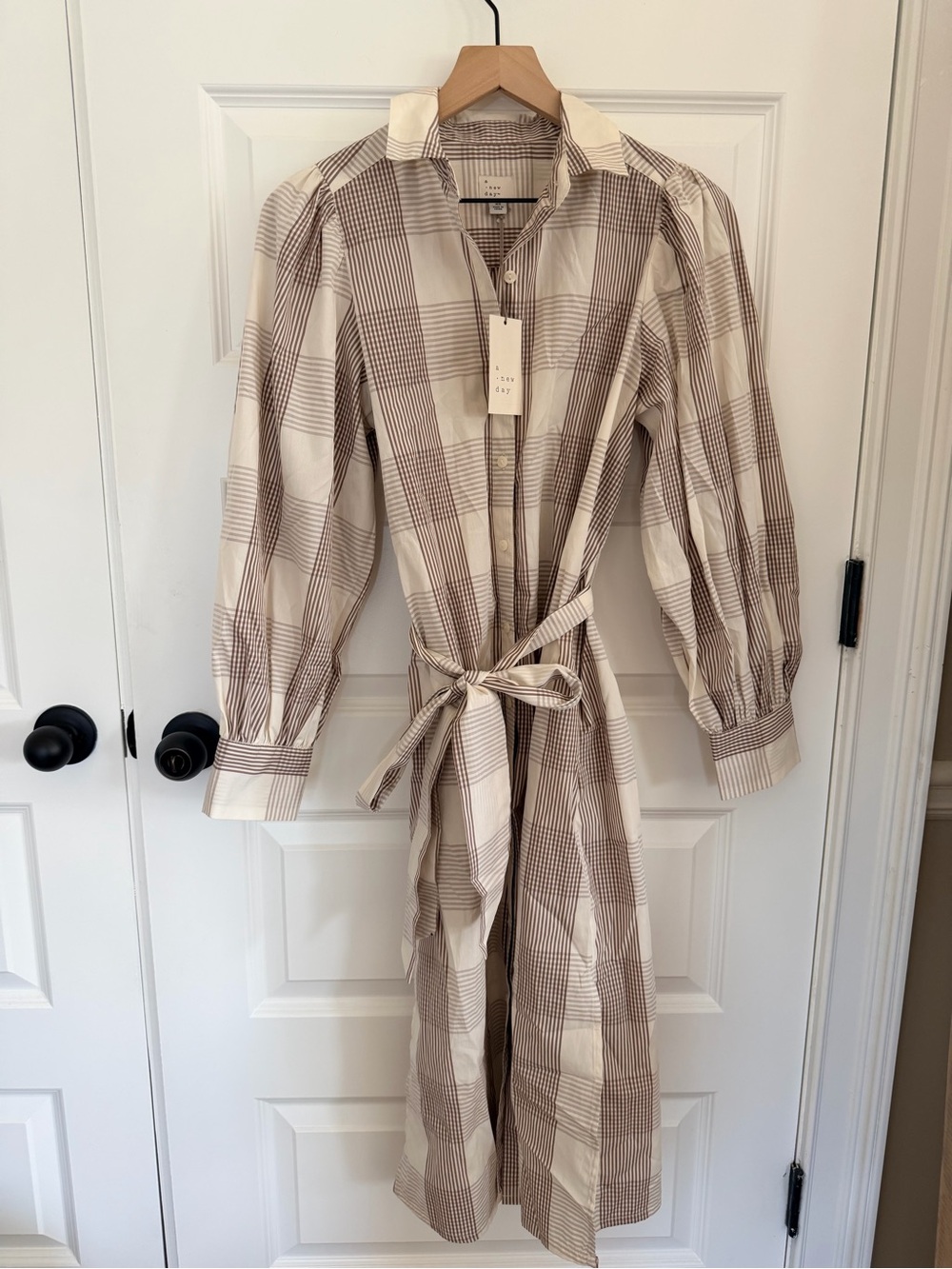 NWT a new day puffed sleeve plaid dress xs